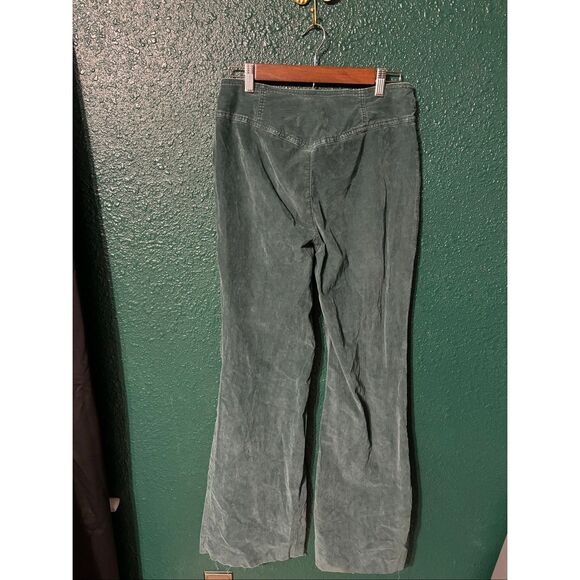 Free People Green High Rise Corduroy Flared Pants Sz 28 - Picture 2 of 5